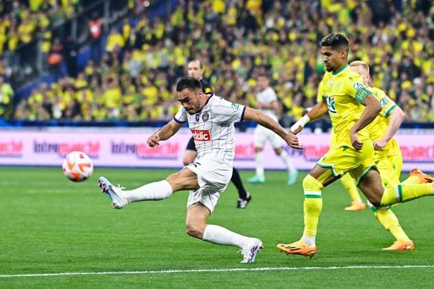 Suazo Gabriel Alonso ( 15 - Toulouse ) - BLAS LUDOVIC ( 10 - Nantes ) - FOOTBALL : Nantes vs Toulouse - Finale Coupe de France - 29 04 2023 FedericoPestellini Panoramic 