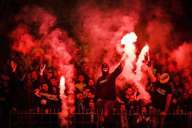 supporters de Nantes - ambiance - ultras tribune Loire - Fumigenes FOOTBALL : Nantes vs Toulouse - Finale de la Coupe de France - 29 04 2023 JBAutissier Panoramic 