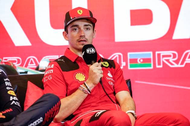 LECLERC Charles (mco), Scuderia Ferrari SF-23, portrait press conference, PK, Pressekonferenz during the Formula 1 Azerbaijan Grand Prix 2023, 4th round of the 2023 Formula One World Championship, WM, Weltmeisterschaft from April 28 to 30, 2023 on the Baku City Circuit, in Baku, Azerbaijan - F1 - AZERBAIJAN GRAND PRIX 2023 - RACE DPPI Panoramic _R5_9526_1