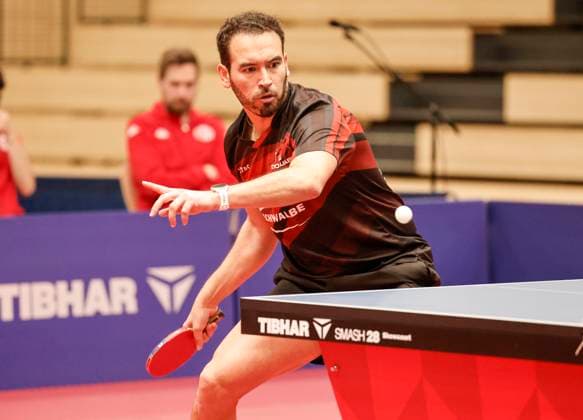 Tischtennis-Bundesliga-Spiel FSV Mainz 05 - TTC Schw. Bergneustadt Alberto Mino (TTC) 30.04.23
