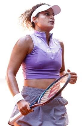 May 1, 2023, MADRID, MADRID, SPAIN: Mayar Sherif of Egypt in action against Elise Mertens of Belgium during the Mutua Madrid Open 2023 celebrated at Caja Magica on May 01, 2023 in Madrid, Spain. MADRID SPAIN - ZUMAa181 20230501_zaa_a181_032 Copyright: xOscarxJ.xBarrosox