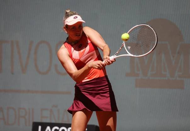 Elise Mertens of Belgium during the Mutua Madrid Open 2023, ATP, Tennis Herren Masters 1000 tennis tournament on May 1, 2023 at Caja Magica in Madrid, Spain TENNIS : Mutua Madrid Open - 01 05 2023 LaurentLairys Panoramic 
