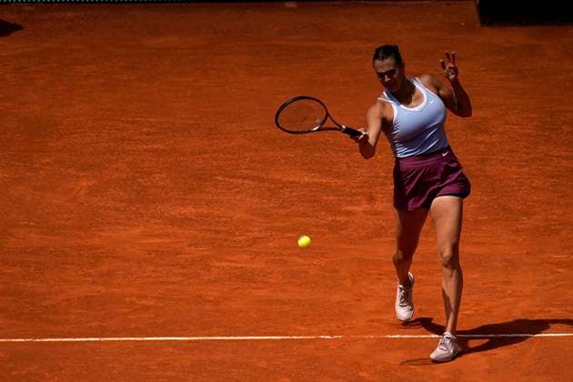 Mutua Madrid Open - Day Eight Aryna Sabalenka of Belarus during their match against Mirra Andreeva of Russian on Day Eight of the Mutua Madrid Open at La Caja Magica on 1st May, 2023 in Madrid, Spain. Madrid Spain  Copyright: xJuanxCarlosxLucasx originalFilename:lucas-notitle230501_npgzY.jpg