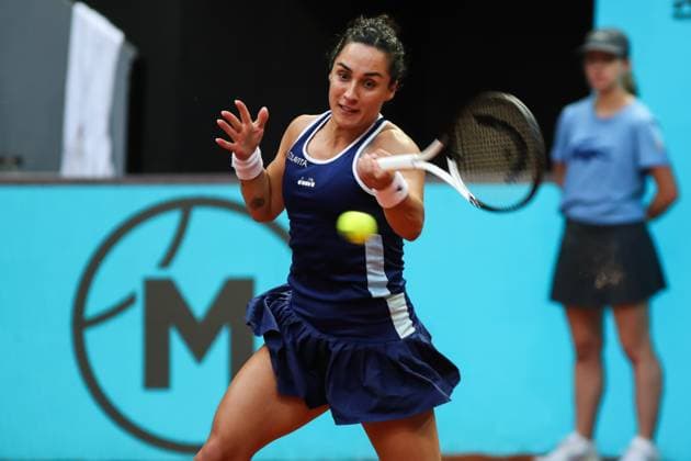 May 1, 2023, MADRID, MADRID, SPAIN: Martina Trevisan of Italy in action against Jessica Pegula of United States during the Mutua Madrid Open 2023 celebrated at Caja Magica on May 01, 2023 in Madrid, Spain. MADRID SPAIN - ZUMAa181 20230501_zaa_a181_326 Copyright: xIrinaxR.xHipolitox