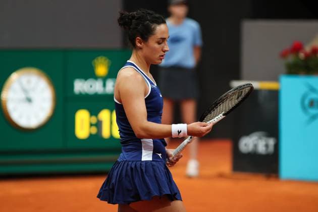 May 1, 2023, MADRID, MADRID, SPAIN: Martina Trevisan of Italy in action against Jessica Pegula of United States during the Mutua Madrid Open 2023 celebrated at Caja Magica on May 01, 2023 in Madrid, Spain. MADRID SPAIN - ZUMAa181 20230501_zaa_a181_337 Copyright: xIrinaxR.xHipolitox