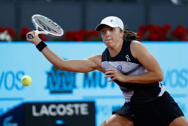 May 1, 2023, MADRID, MADRID, SPAIN: Iga Swiatek of Poland in action against Ekaterina Alexandrova of Russia during the Mutua Madrid Open 2023 celebrated at Caja Magica on May 01, 2023 in Madrid, Spain. MADRID SPAIN - ZUMAa181 20230501_zaa_a181_439 Copyright: xOscarxJ.xBarrosox