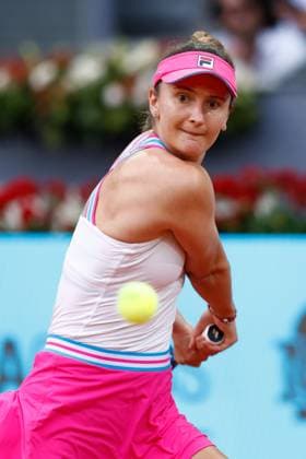 May 2, 2023, MADRID, MADRID, SPAIN: Irina Camelia Begu of Romania in action against Maria Sakkari of Greece during the Mutua Madrid Open 2023 celebrated at Caja Magica on May 02, 2023 in Madrid, Spain. MADRID SPAIN - ZUMAa181 20230502_zaa_a181_357 Copyright: xOscarxJ.xBarrosox
