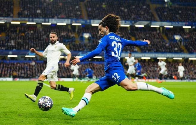 Mandatory Credit: Photo by Javier Garcia Shutterstock (13873478gc) Marc Cucurella of Chelsea Chelsea v Real Madrid, UEFA Champions League, Quarter-Final, Second Leg, Football, Stamford Bridge, London, UK - 18 Apr 2023 Chelsea v Real Madrid, UEFA Champions League, Quarter-Final, Second Leg, Football, Stamford Bridge, London, UK - 18 Apr 2023  Copyright: xJavierxGarcia Shutterstockx 13873478gc