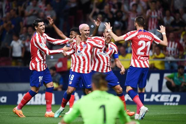 Sport Themen der Woche KW18 Sport Bilder des Tages (230504) -- MADRID, May 4, 2023 -- Players of Atletico de Madrid celebrate a goal during a Spanish La Liga football match between Atletico de Madrid and Cadiz CF in Madrid, Spain, May 3, 2023. (Photo by Xinhua) (SP)SPAIN-MADRID-FOOTBALL-SPANISH LEAGUE-ATLETICO DE MADRID VS CADIZ CF GustavoxValiente 