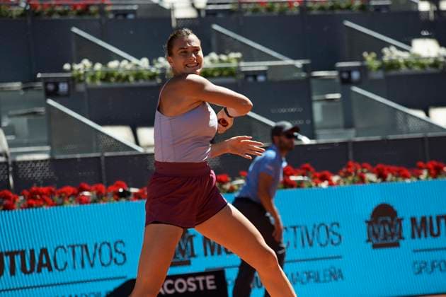 Mutua Madrid Open 2023 Aryna Sabalenka of Belarus during their match ( semi-final) against Maria Sakkari of Greece on Day Eleven of the Mutua Madrid Open at La Caja Magica on 4th May, 2023 in Madrid, Spain. Madrid Spain  Copyright: xJuanxCarlosxLucasx originalFilename:lucas-notitle230504_npL2e.jpg