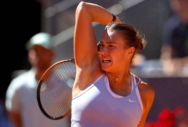 Mandatory Credit: Photo by Ella Ling Shutterstock (13895879bf) Aryna Sabalenka of Belarus in action Mutua Madrid Open, Day 11, Tennis, La Caja Magica, Madrid, Spain - 04 May 2023 Mutua Madrid Open, Day 11, Tennis, La Caja Magica, Madrid, Spain - 04 May 2023  Copyright: xEllaxLing Shutterstockx 13895879bf