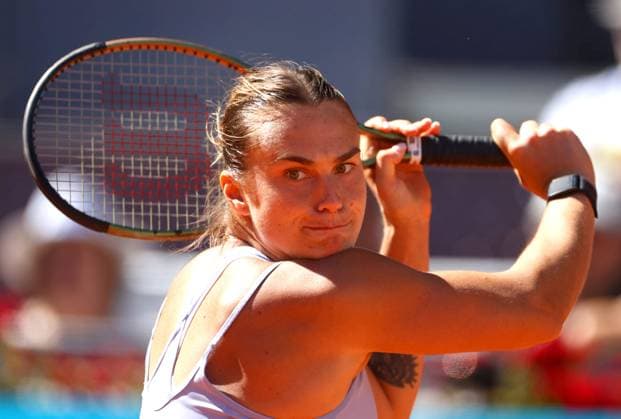 Mandatory Credit: Photo by Ella Ling Shutterstock (13895879ay) Aryna Sabalenka of Belarus in action Mutua Madrid Open, Day 11, Tennis, La Caja Magica, Madrid, Spain - 04 May 2023 Mutua Madrid Open, Day 11, Tennis, La Caja Magica, Madrid, Spain - 04 May 2023  Copyright: xEllaxLing Shutterstockx 13895879ay