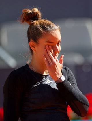 Mandatory Credit: Photo by Ella Ling Shutterstock (13895879bb) Maria Sakkari of Greece frustrated Mutua Madrid Open, Day 11, Tennis, La Caja Magica, Madrid, Spain - 04 May 2023 Mutua Madrid Open, Day 11, Tennis, La Caja Magica, Madrid, Spain - 04 May 2023  Copyright: xEllaxLing Shutterstockx 13895879bb