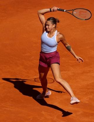Mandatory Credit: Photo by Ella Ling Shutterstock (13895879an) Aryna Sabalenka of Belarus in action Mutua Madrid Open, Day 11, Tennis, La Caja Magica, Madrid, Spain - 04 May 2023 Mutua Madrid Open, Day 11, Tennis, La Caja Magica, Madrid, Spain - 04 May 2023  Copyright: xEllaxLing Shutterstockx 13895879an