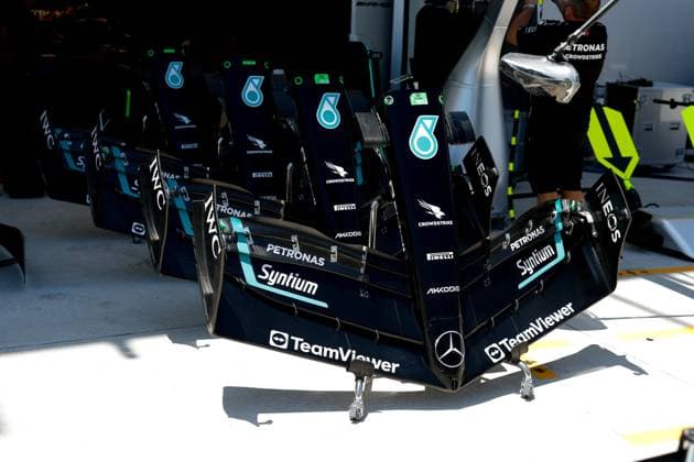 Mercedes-AMG F1 W14 E Performance front wings, F1 Grand Prix of Miami at Miami International Autodrome on May 4, 2023 in Miami, United States of America. (Photo by HOCH ZWEI) Miami United States of America