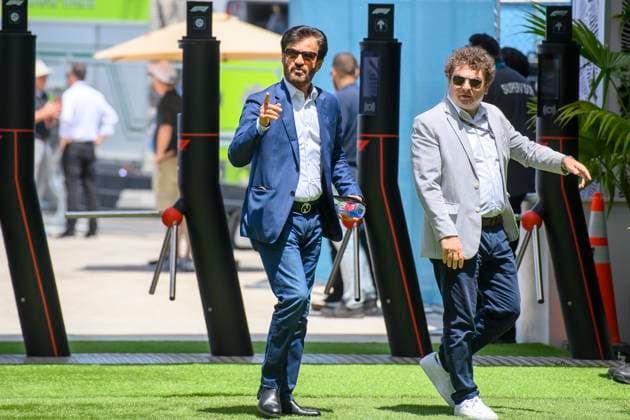 5th May 2023: Miami International Autodrome, Miami Gardens, Florida, USA: Formula 1 Crypto.com Miami Grand Prix 2023: Free Practice Day: FIA president Mohammed Ben Sulayem arrives at the Paddock.  ActionPlus12505124 DouglasxMurray