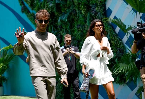 10 Pierre Gasly (FRA, BWT Alpine F1 Team) and his girlfriend Kika Cerqueira Gomes, F1 Grand Prix of Miami at Miami International Autodrome on May 5, 2023 in Miami, United States of America. (Photo by HOCH ZWEI) Miami United States of America