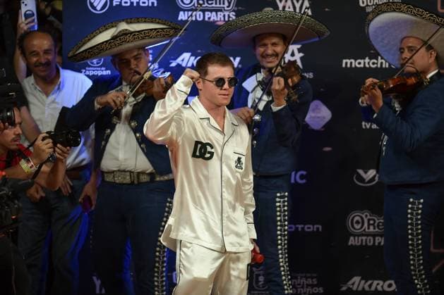 RECORD DATE NOT STATED Boxeo 2023 Saul -Canelo- Alvarez (MEX) vs John Ryder (ENG) Weigh-in ceremony Saul -Canelo- Alvarez (MEX) during the weigh-in ceremony prior to the fight The King Coming Home for the Super Middleweight titles, endorsed by the World Boxing Council (WBC), the World Boxing Organization (WBO), the World Boxing Association (WBA) and the International Boxing Federation (IBF),against John Ryder (ENG) at Santos Degollado Theater, on May 5, 2023. <br><br> Saul -Canelo- Alvarez (MEX) durante la ceremonia de pesaje previo a la pelea The King Coming Home por los titulos Supermedio, avalados por el Consejo Mundial de Boxeo (CMB), la Organizacion Mundial de Boxeo (OMB), la Asociacion Mundial de Boxeo (AMB) y la Federacion Internacional de Boxeo (IBF), contra John Ryder (ENG) en el Teatro Santos Degollado, el 05 de Mayo de 2023. GUADALAJARA JALISCO MEXICO Copyright: xAdrianxMaciasx 20230505154824_BOX_2023_ALV_RYD_WEIGH_ALVAREZ43