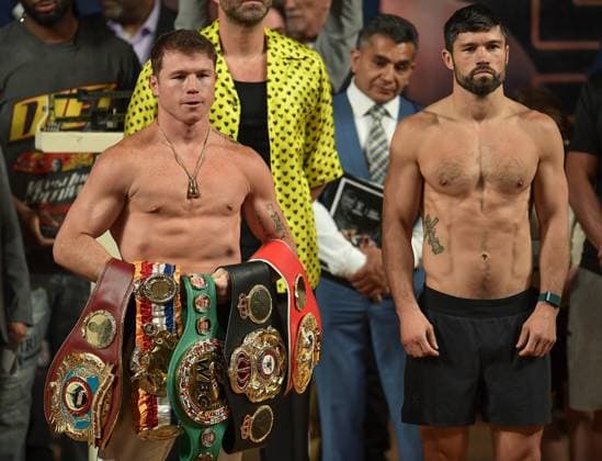 RECORD DATE NOT STATED Boxeo 2023 Saul -Canelo- Alvarez (MEX) vs John Ryder (ENG) Weigh-in ceremony (L-R), Saul -Canelo- Alvarez (MEX) and John Ryder (ENG) during the weigh-in ceremony prior to the fight The King Coming Home for the Super Middleweight titles, endorsed by the World Boxing Council (WBC), the World Boxing Organization (WBO), the World Boxing Association (WBA) and the International Boxing Federation (IBF), at Santos Degollado Theater, on May 5, 2023. <br><br> (I-D), Saul -Canelo- Alvarez (MEX) y John Ryder (ENG) durante la ceremonia de pesaje previo a la pelea The King Coming Home por los titulos Supermedio, avalados por el Consejo Mundial de Boxeo (CMB), la Organizacion Mundial de Boxeo (OMB), la Asociacion Mundial de Boxeo (AMB) y la Federacion Internacional de Boxeo (IBF), en el Teatro Santos Degollado, el 05 de Mayo de 2023. GUADALAJARA JALISCO MEXICO Copyright: xAdrianxMaciasx 20230505160217_BOX_2023_ALV_RYD_WEIGH_ALVAREZ63
