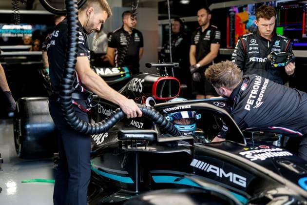 63 George Russell (GBR, Mercedes-AMG Petronas F1 Team), F1 Grand Prix of Miami at Miami International Autodrome on May 6, 2023 in Miami, United States of America. (Photo by HOCH ZWEI) Miami United States of America