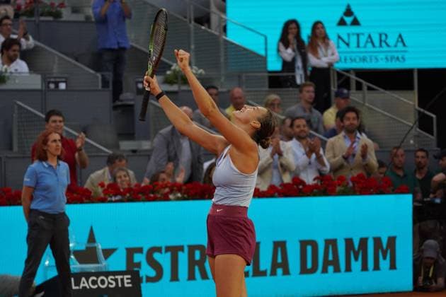 Iga Swiatek (POL) vs Aryna Sabalenka (BY) during the women s tennis final of the Mutua Madrid Open, Madrid May 06, 2023 Cordon Press