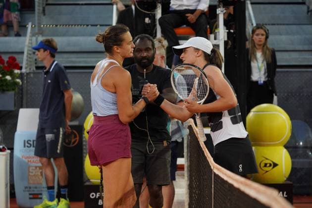 Iga Swiatek (POL) vs Aryna Sabalenka (BY) during the women s tennis final of the Mutua Madrid Open, Madrid May 06, 2023 Cordon Press