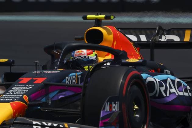 Mexican Formula One driver Sergio PÃ rez of Red Bull Racing in action during the third practice session for the Formula One Grand Prix? of Miami at the Miami International Autodrome in Miami Gardens, Florida on May 6, 2023.  MIA20230506803 GREGxNASH