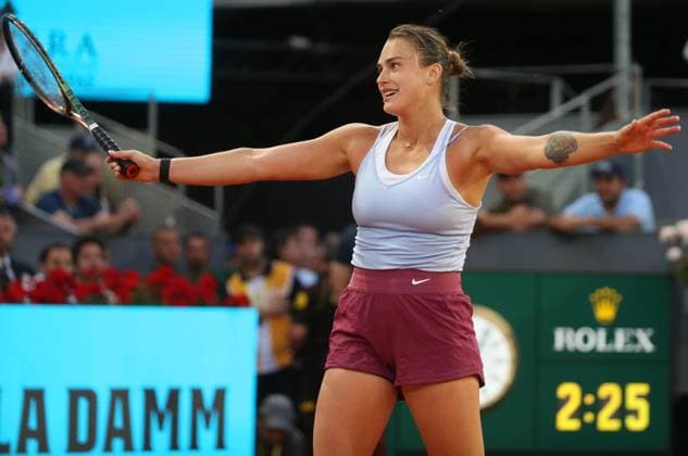 Aryna Sabalenka during the Mutua Madrid Open 2023, ATP, Tennis Herren Masters 1000 tennis tournament on May 6, 2023 at Caja Magica in Madrid, Spain - Photo Laurent Lairys PANORAMIC TENNIS : Mutua Madrid Open 2022 - Madrid - 06 05 2023 LaurentLairys Panoramic 