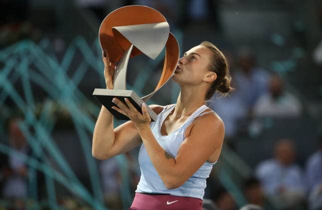 Aryna Sabalenka during the Mutua Madrid Open 2023, ATP, Tennis Herren Masters 1000 tennis tournament on May 6, 2023 at Caja Magica in Madrid, Spain - Photo Laurent Lairys PANORAMIC TENNIS : Mutua Madrid Open 2022 - Madrid - 06 05 2023 LaurentLairys Panoramic 