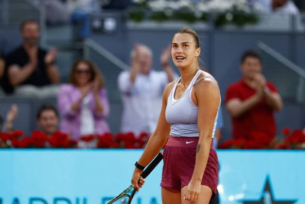 May 7, 2023, MADRID, MADRID, SPAIN: Aryna Sabalenka of Belarus celebrates after winning against Iga Swiatek of Poland during the Singles Final Women match during Mutua Madrid Open 2023 celebrated at Caja Magica on May 06, 2023 in Madrid, Spain. MADRID SPAIN - ZUMAa181 20230507_zaa_a181_046 Copyright: xOscarxJ.xBarrosox