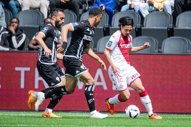 Takumi Minamino (AS Monaco) FOOTBALL : Angers SCO vs AS Monaco - Ligue 1 - Journee 34 - 07 05 2023 BaptisteAutissier Panoramic 