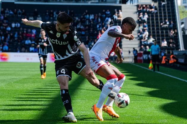 Ismail Jakobs (AS Monaco) Halid Sabanovic (ANGERS SCO) FOOTBALL : Angers SCO vs AS Monaco - Ligue 1 - Journee 34 - 07 05 2023 BaptisteAutissier Panoramic 