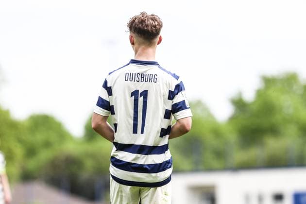Fussball, A-Junioren Bundesliga Saison 2022 2023 Sonderspielrunde Gruppe A 1.Spieltag MSV Duisburg U19 - TSG 1899 Hoffenheim U19 07.05.2023, Trainingsgelände MSV Duisburg Duisburg Trainingsgelände MSV Duisburg Nordrhein-Westfahlen Deutschland