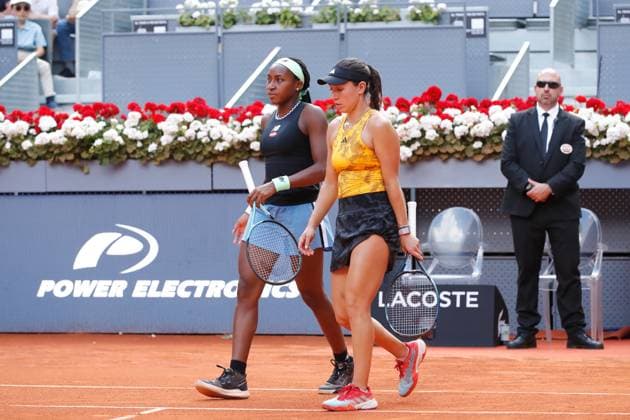 (L-R) Coco Gauff, Jessica Pegula (USA), MAY 7, 2023 - Tennis : Gauff and Pegula during doubles final match against Victoria Azarenka and Beatriz Haddad Maia on the WTA, Tennis Damen 1000 tournaments Mutua Madrid Open tennis tournament at the Caja Magica in Madrid, Spain. Noxthirdxpartyxsales  (217897328)