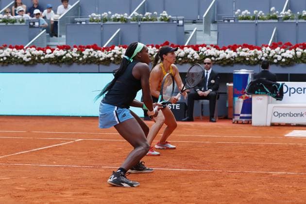 (L-R) Coco Gauff, Jessica Pegula (USA), MAY 7, 2023 - Tennis : Gauff and Pegula during doubles final match against Victoria Azarenka and Beatriz Haddad Maia on the WTA, Tennis Damen 1000 tournaments Mutua Madrid Open tennis tournament at the Caja Magica in Madrid, Spain. Noxthirdxpartyxsales  (217897344)