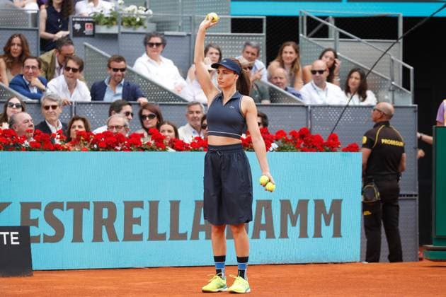 General view of ball girls, MAY 7, 2023 - Tennis : Ball girls wears a costume that was hastily changed after much criticism during singles final match on the ATP, Tennis Herren tour Masters 1000 Mutua Madrid Open tennis tournament at the Caja Magica in Madrid, Spain. Noxthirdxpartyxsales  (217897819)
