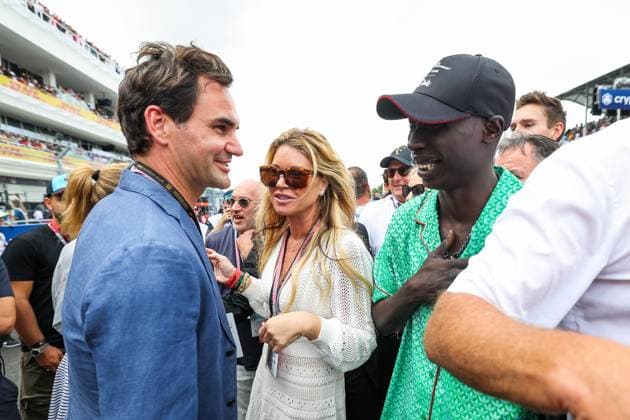 Roger Federer, Khabane Khaby Lame, F1 Grand Prix of Miami at Miami International Autodrome on May 7, 2023 in Miami, United States of America. (Photo by HOCH ZWEI) Miami United States of America