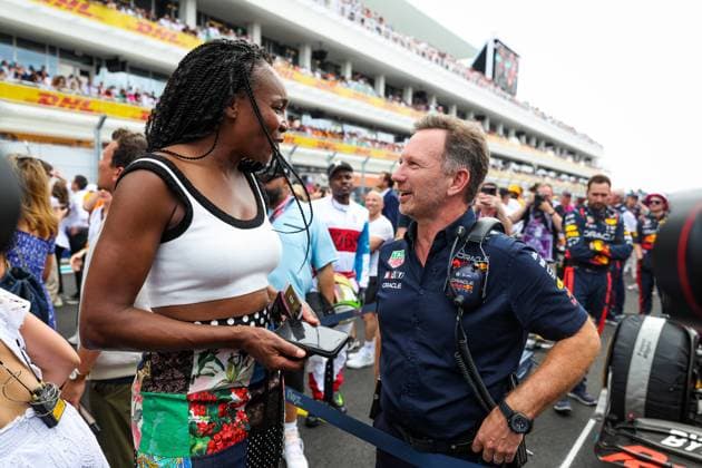 Venus Williams, Christian Horner (GBR, Oracle Red Bull Racing), F1 Grand Prix of Miami at Miami International Autodrome on May 7, 2023 in Miami, United States of America. (Photo by HOCH ZWEI) Miami United States of America
