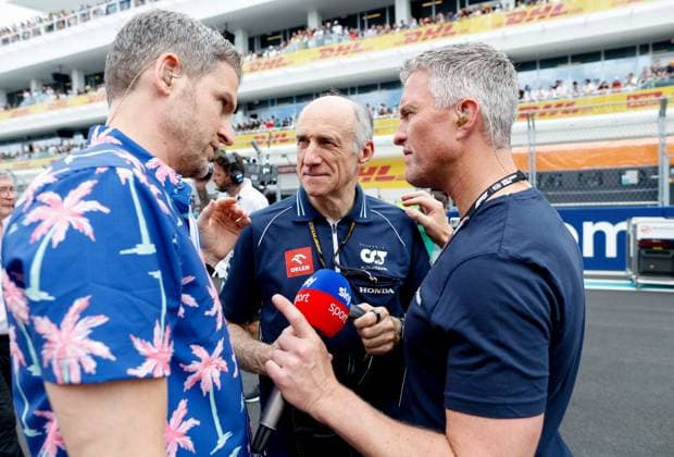 Peter Hardenacke (DEU, sky , Franz Tost (AUT, Scuderia AlphaTauri), Ralf Schumacher (DEU), F1 Grand Prix of Miami at Miami International Autodrome on May 7, 2023 in Miami, United States of America. (Photo by HOCH ZWEI) Miami United States of America