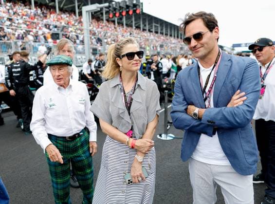 Jackie Stewart (GBR), Roger Federer, F1 Grand Prix of Miami at Miami International Autodrome on May 7, 2023 in Miami, United States of America. (Photo by HOCH ZWEI) Miami United States of America