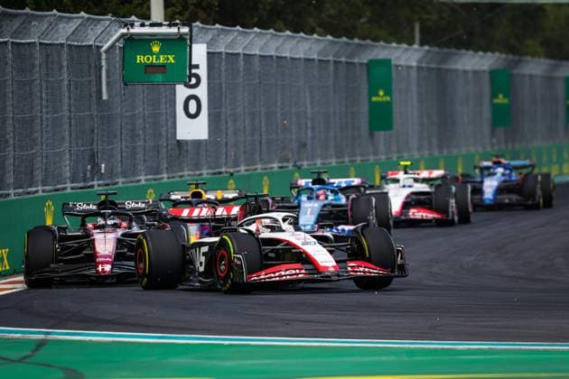 20 Kevin Magnussen (DNK, MoneyGram Haas F1 Team), 77 Valtteri Bottas (FIN, Alfa Romeo F1 Team Stake), F1 Grand Prix of Miami at Miami International Autodrome on May 7, 2023 in Miami, United States of America. (Photo by HOCH ZWEI) Miami United States of America