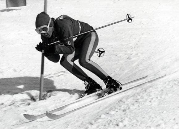 Winterolympiade 1964 in Innsbruck Original-Bildunterschrift: Winterolympiade 1964 in Innsbruck - Riesenslalom der Herren in der Lizum, hier: Francois Bonlieu (Frankreich) bei seiner siegreichen Fahrt, die ihm die Goldmedaille einbrachte, Zeit: 1:46,71 Min, Innsbruck, Österreich 1964., Tirol Copyright: Kindermann Nur redaktionelle Nutzung. Editorial usage only. KIN_7402000866 UnitedArchivesKIN_7402000866