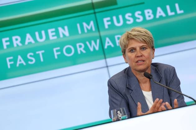 Frankfurt am Main, 10.Mai 2023, DFB Campus, Pressekonferenz: Strategie Frauen im Fußball und FIFA Frauen-WM 2027 FF 27 v.l., Doris Fitschen, Gesamtkoordinatorin Strategie FF 27 Copyright: JoaquimxFerreira
