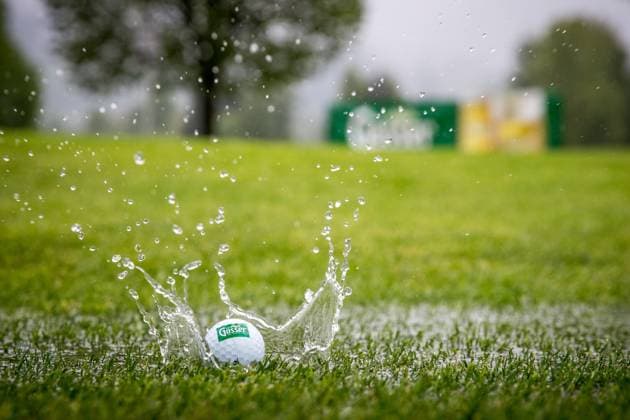 Sport Themen der Woche KW19 Sport Bilder des Tages GOLF - Goesser Open 2023 MARIA LANKOWITZ,AUSTRIA,11.MAY.23 - GOLF - Alps Tour, Goesser Open, GC Erzherzog Johann. Image shows a feature of the ball in the puddle.  GEPAxpictures xMaticxKlansek