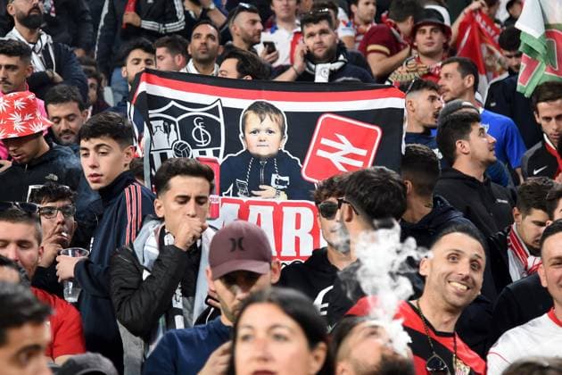 Sport Bilder des Tages Photo Tano Pecoraro LaPresse May 11, 2023 - Turin, Italy Soccer Juventus vs Siviglia - UEFA Europa League 2022 2023 - Allianz Stadium In the photo: siviglia supporters  Copyright: xTanoxPecoraro LaPressex