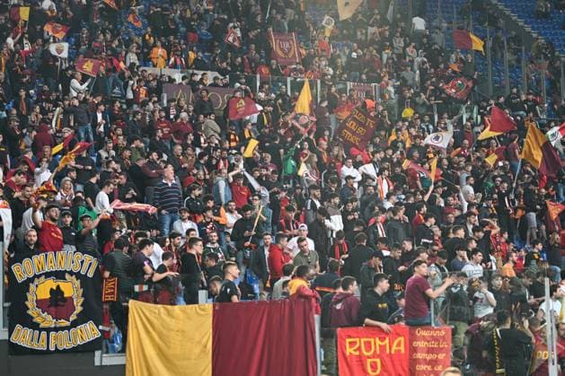 Supporters AS Roma during semifinal Europe League soccer match between AS Roma vs. Bayern Leverkusen at the Olimpico stadium in Rome, Italy, 11th of May 2023  Copyright: xVinnyxOrlando LiveMediax xipa-agx xLivexMediax 0 IPA_IPA37876738