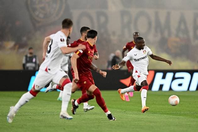Moussa Diaby of Bayer Leverkusen during the UEFA Europa League match between AS Roma and Bayer Leverkusen at Stadio Olimpico on May 11, 2023 in Rome, Italy.  Copyright: xGennaroxMasi LiveMediax xipa-agex xLivexMediax 0 IPA_IPA37876922