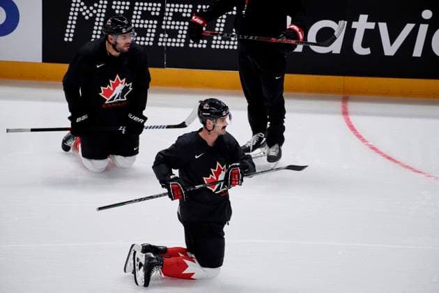 RIGA, LATVIA - MAY 11, 2022: Practice team Canada. IIHF 2023 Ice hockey, Eishockey World Championship, WM, Weltmeisterschaft  Copyright: xVITALIIxKLIUIEVx