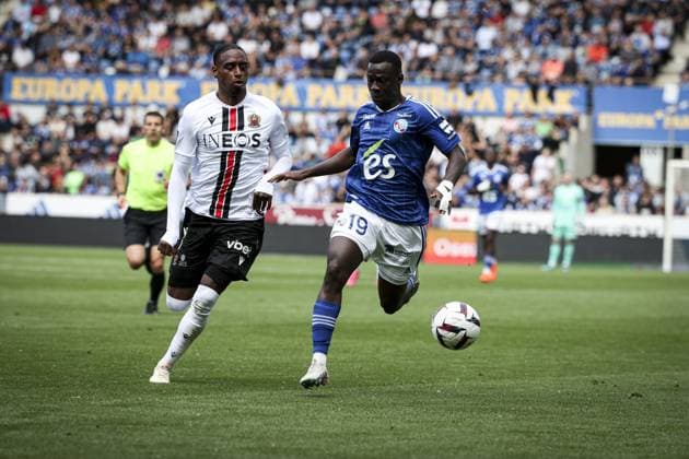 Habib Diarra 19 (RCS) FOOTBALL : Strasbourg vs Ajaccio - Ligue 1 - Strasbourg- 13 05 2023 ElyxandroCegarra Panoramic 