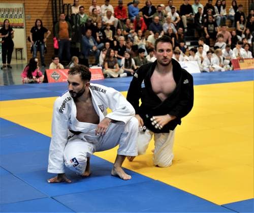13.05.2023 Offenbach 1. Judo-Bundesliga 2023 1. JC Samurai Offenbach gegen TSV Abensberg Männer Markus Horn (Samurai) gegen Michael Weber(Abensberg)